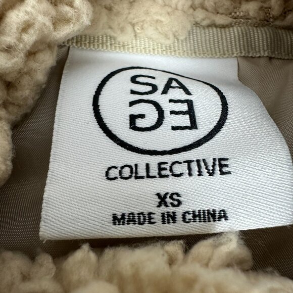 Sage Collective Womens Beige Sherpa Fleece Quarter Zip Pullover Jacket Size XS - Picture 5 of 6
